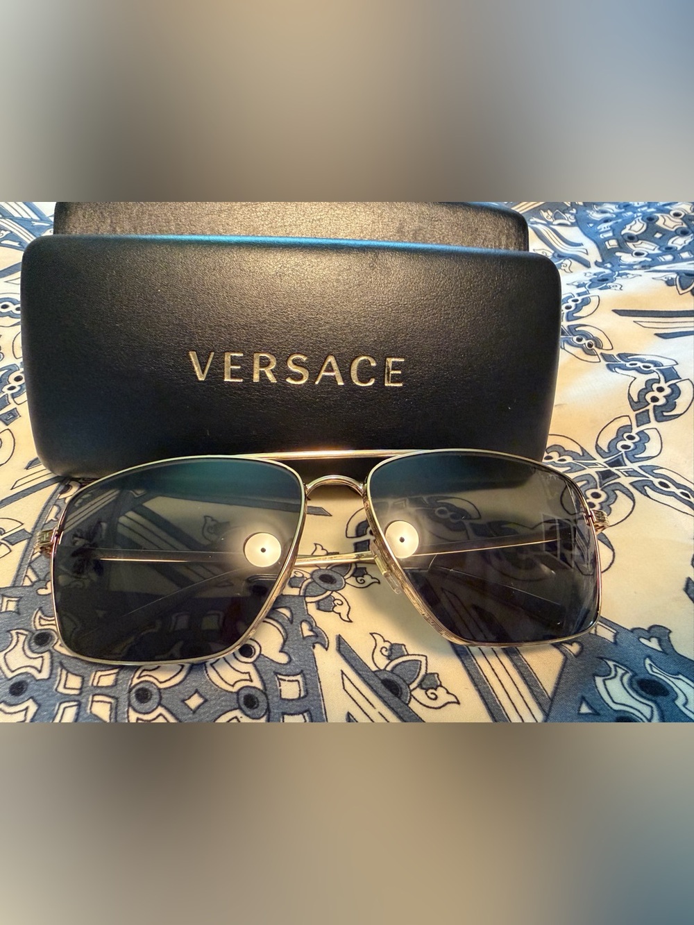 Versace Gold Frame Sunglasses with Dark Gradient Lenses